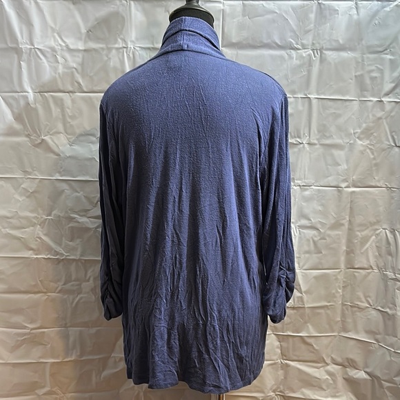 Blue Open-Front Cardigan with Relaxed Fit - Picture 4 of 5